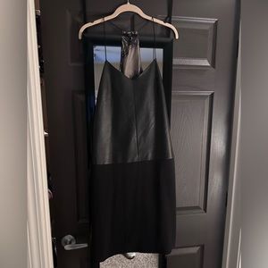 Tibi Leather/Silk Strappy Dress